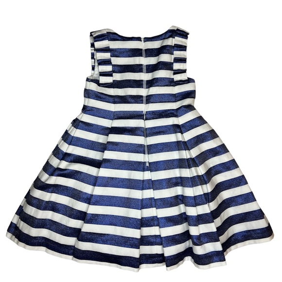 Abel & Lula Girls Striped Metallic Blue and White Summer Dress size 5/ 110 cm - Picture 2 of 6